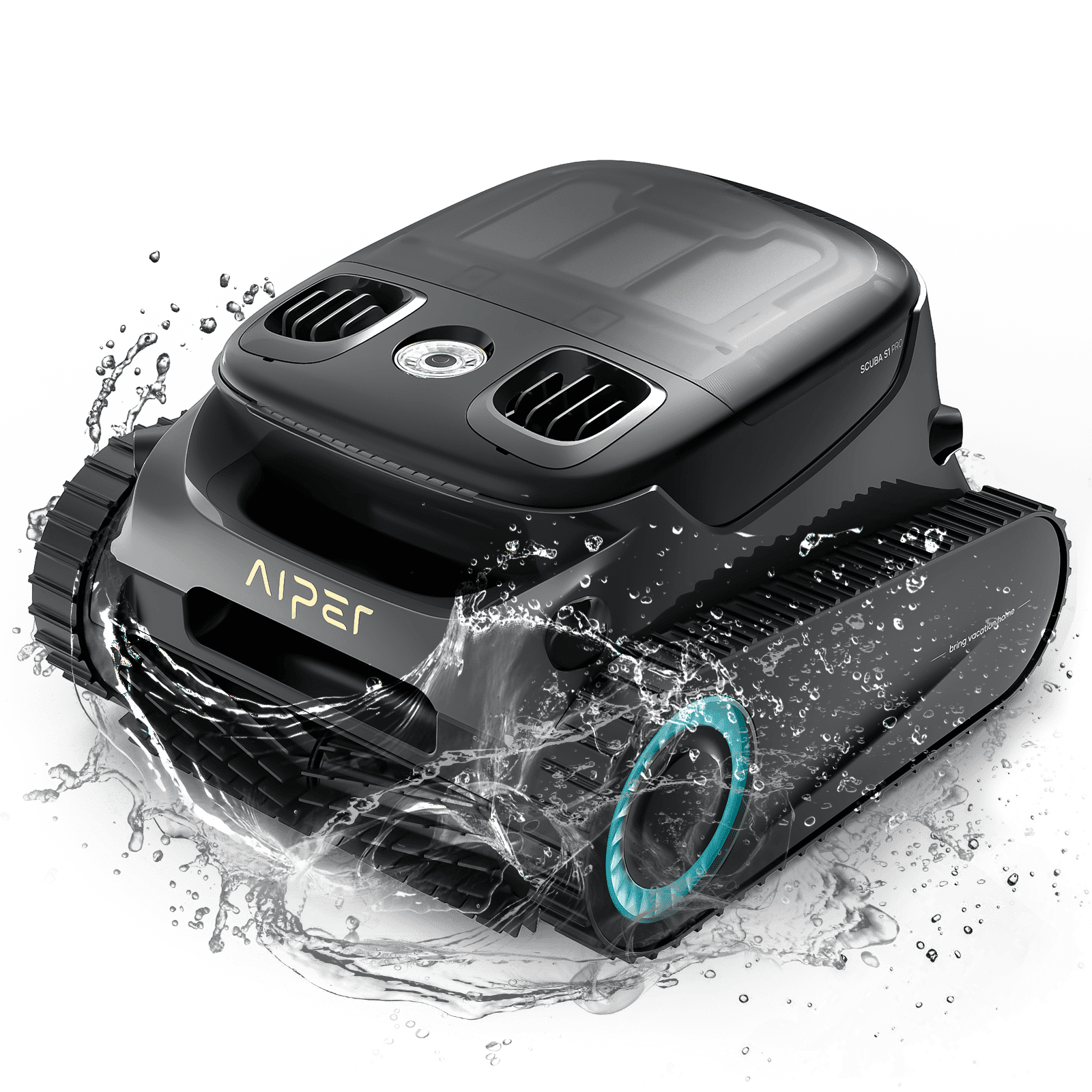 AIPER S1 Pro Dual-layer Filtration System Cordless Robotic Pool Cleaner, Plastic/Rubber Black/Blue