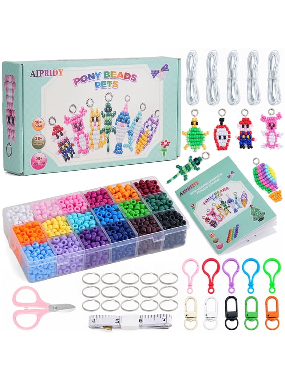 Pony Beads Pets Animal Jewelry Making Keychain Making Hair Braids DIY Craft Kit 1600 Piece