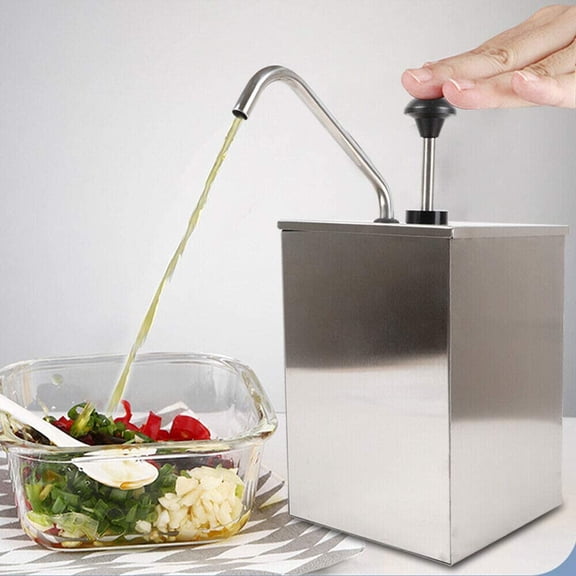 AIQIDI 4L Soy Sauce Pump Stainless Steel Condiment Dispenser Pump for KetchUp Dressing Syrup