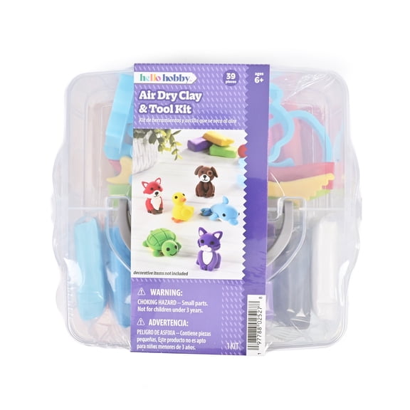 Hello Hobby Air Dry Clay Kit, 24 Colors with 13 Sculpting Tools, 38-Piece Kids Craft Set