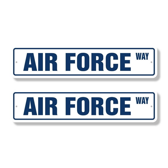 AIR FORCE Classic Street Sign (2 Pack) new military road cadet Road Sign | 4" X 18" Plastic Address Sign