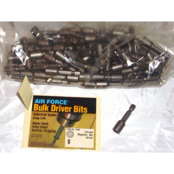 AIR FORCE INDUSTRIAL GRADE BITS 100 PC 1/4" MAGNETIC NUT DRIVER BITS SHORT 14ND