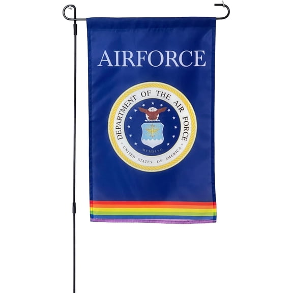 AIR FORCE Rainbow Gay Pride Nylon 12x18 Garden Flag Made is USA
