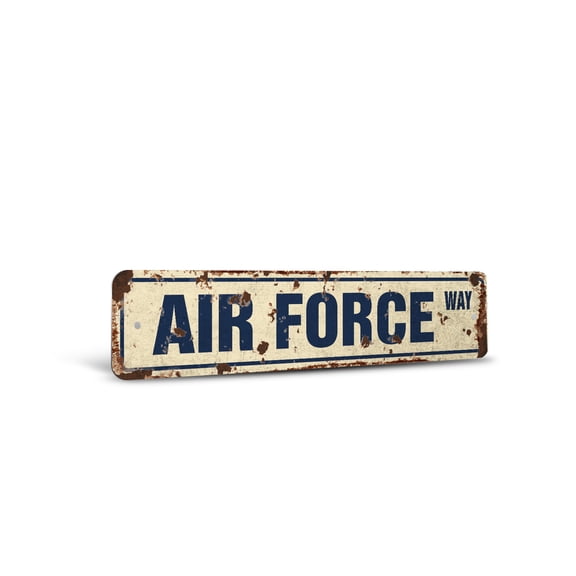 AIR FORCE Vintage Style Rustic Street Sign – New Military Road Cadet Retro Decorative Wall Sign for Home, Bar, Garage, or Outdoor Use | 6" X 24" Aluminum Metal Road Sign