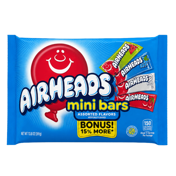 Airheads Mini Bars Assorted Fruit Flavors Chewy Candy, 13.8 oz Bag