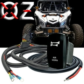 AIR HORN On/Off Momentary Rocker Switch with Power Busbar Distribution Block Wiring Harness Kit Compatible with 2020-2026 Can-Am Maverick Trail/Sport Commander Defender Series Models