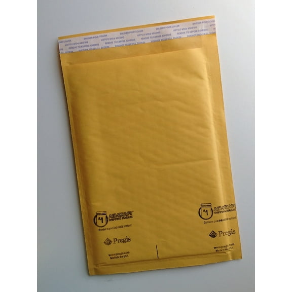 AIR-KRAFT Air-Cushioned / Kraft Self-Seal Bubble Mailers, Size 1 (78131), 7-1/4" x 12" - PACK OF 75 MAILERS
