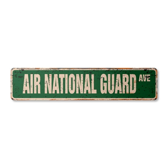 AIR NATIONAL GUARD Vintage Plastic Street Sign military force | Indoor/Outdoor |  24" Wide