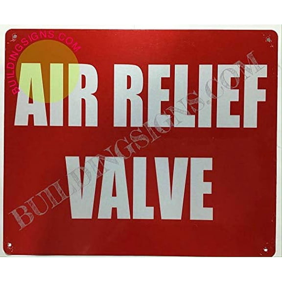 AIR Relief Valve Sign (Aluminium Reflective, RED 10x12) (ref-2201)
