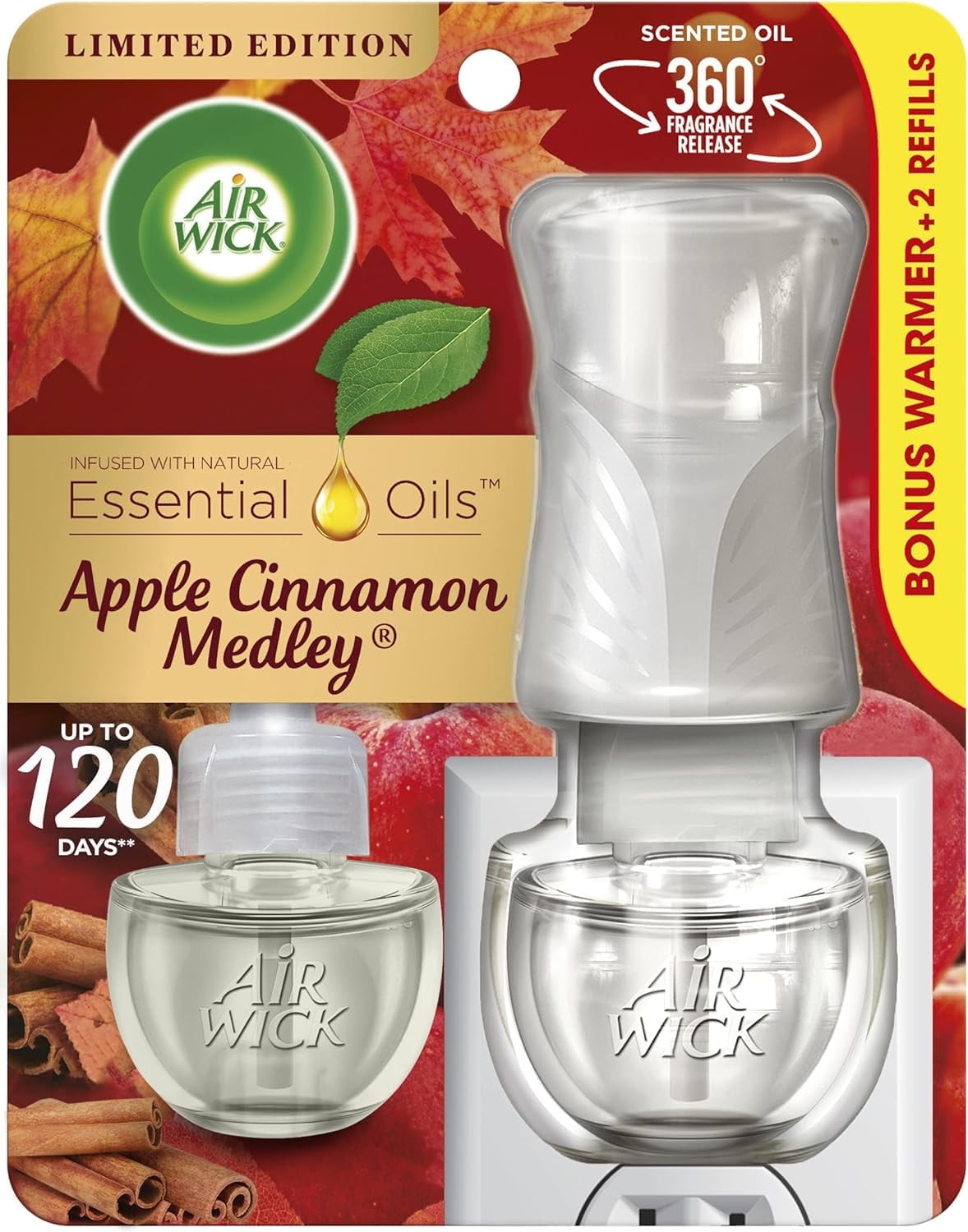 AIR WICK PAQUETE AROMATIZANTE DE AMBIENTE Y CONTINUO AROMA APPLE CINNAMON MEDLEY 40 ML