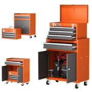 AIRAJ 40" 6-Drawer Rolling Tool Chest | Orange Metal Garage Storage Cabinet with Wheels & Detachable Tool Box Top