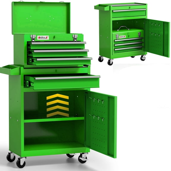 40" Green 6-Drawer Heavy-Duty Tool Chest | Rolling Workshop Storage with Detachable Metal Top Tool Box
