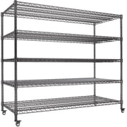 AIRAJ 60  W Storage Shelves Heavy Duty | 5 Tier Wire Shelving | 3500 LBS Metal Shelving | Garage Shelving Units and Storage | Rolling Wire Rack with Wheels | Adjustable Layer Height | 60 W 24 D 72  H