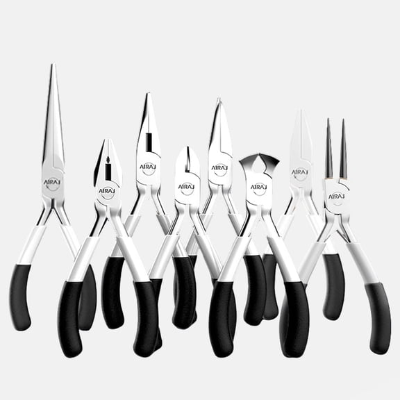 AIRAJ 8-Piece Jewelry Pliers Set with Portable Zipper Storage Bag, Professional Jewelry Making Tools Kit for DIY Crafts, Beading & Precision Repair