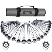 AIRAJ Ratchet Wrench Set 22 Piece with Tool Roll Bag SAE 1/4 in to 3/4 in Metric 6-18mm 72 Teeth Mechanic Tools for Men
