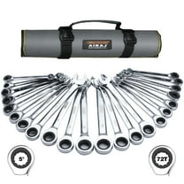 AIRAJ Ratchet Wrench Set, 22-Piece Combination Ratcheting Wrench Set, SAE 1/4" to 3/4" & Metric 6-18mm, 72 Teeth