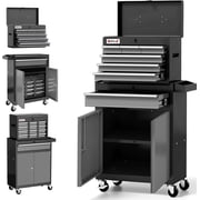 AIRAJ Sleek Black 7-Drawer Rolling Tool Box with Wheels, Modern Garage Storage Organizer