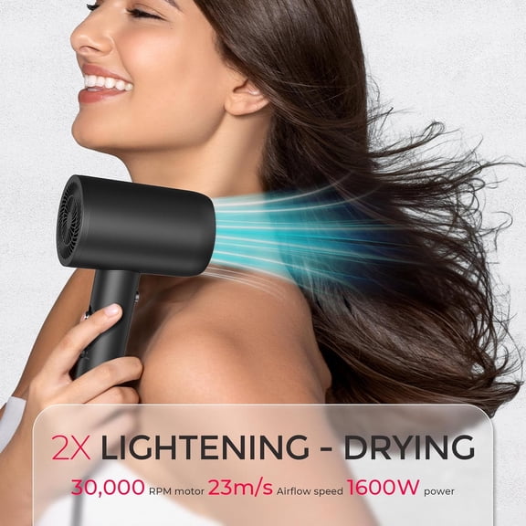 AIRBLISS Blow Dryer with Heat Protectant Spray - Professional Hair Dryer for All Hair Types, Ultra-Light Design with 3 Attachments