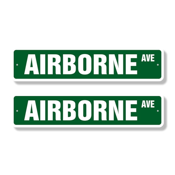 AIRBORNE Classic Street Sign (2 Pack) air borne military soldier Road Sign | 6" X 24" Aluminum Metal Address Sign