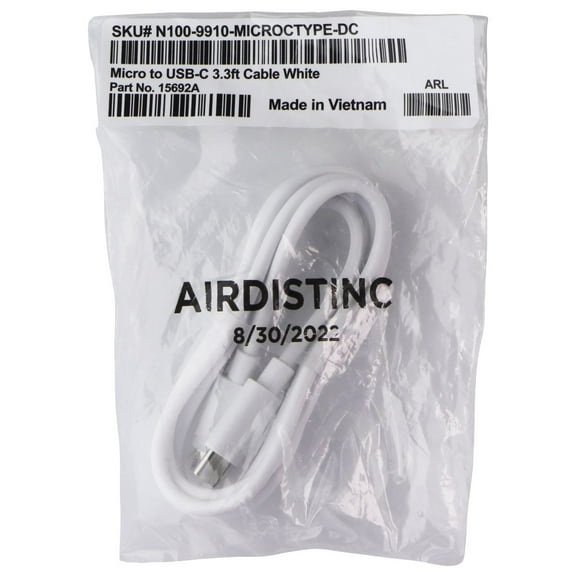 AIRDISTINC (3.3-Ft) Micro USB to USB-C Charging Cable - White