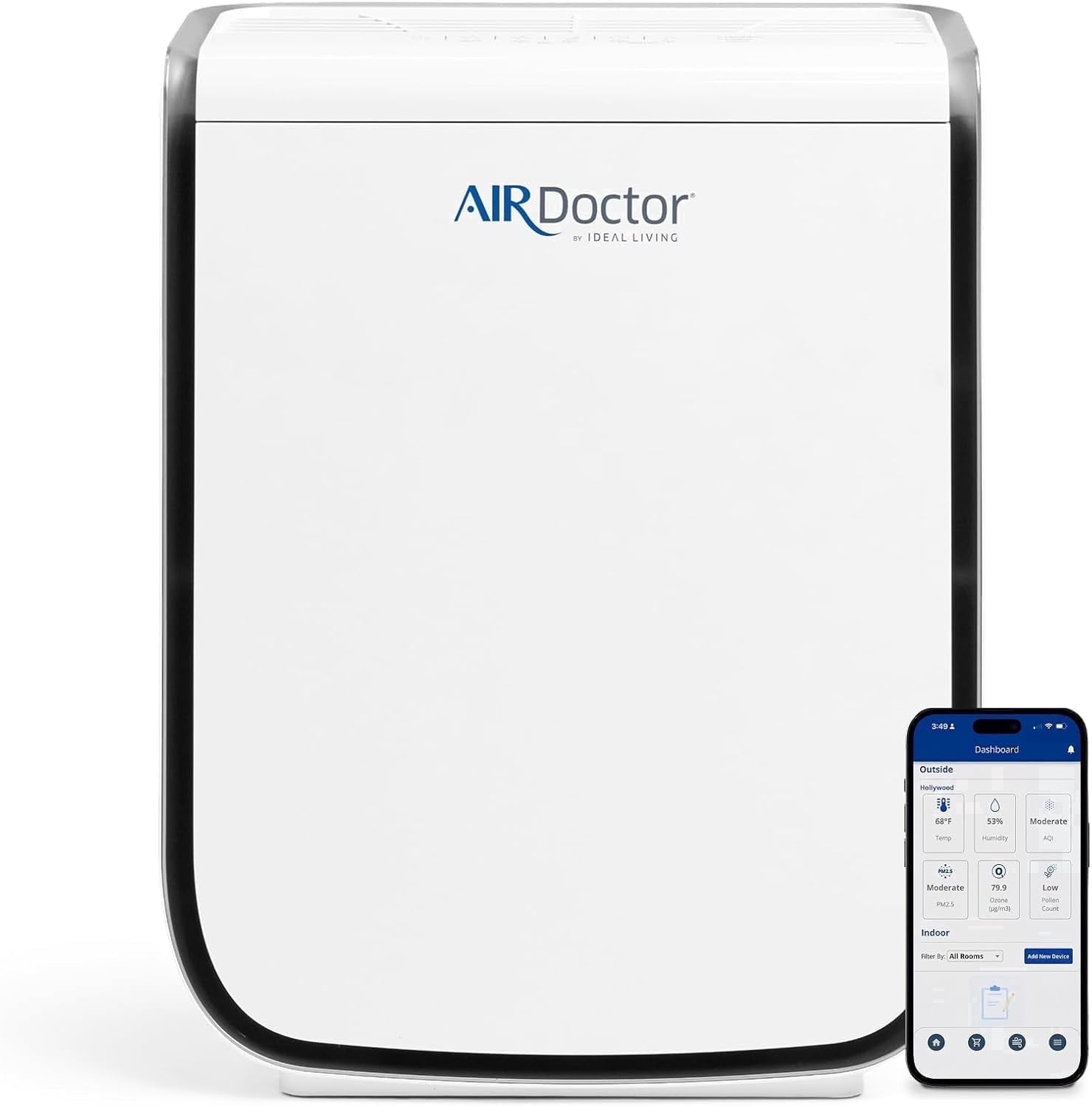 AirDoctor 2000i Smart Air Purifier for Small Rooms, Covers 305 Square Feet, with UltraHEPA + Carbon/VOC Filtration, White