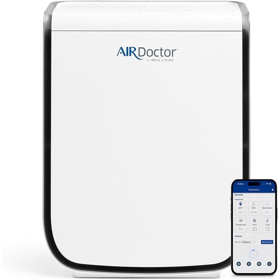 Airdoctor 2000i Smart Air Purifier for Small Rooms, Covers 305 Square Feet, 13.85x6.6x18.72 in., White, 1-Pack