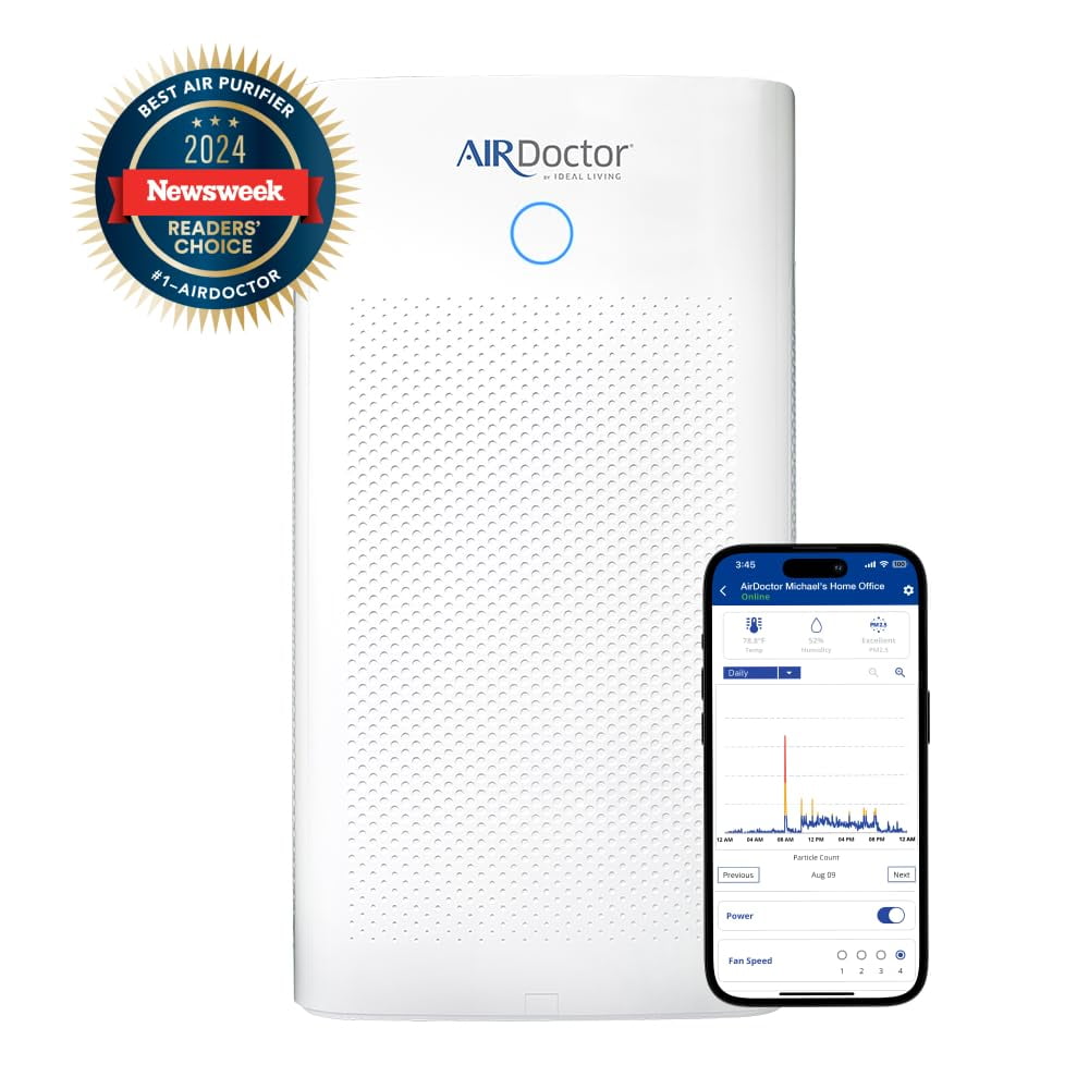 AirDoctor White Smart HEPA Tower Air Purifier with Carbon Filters