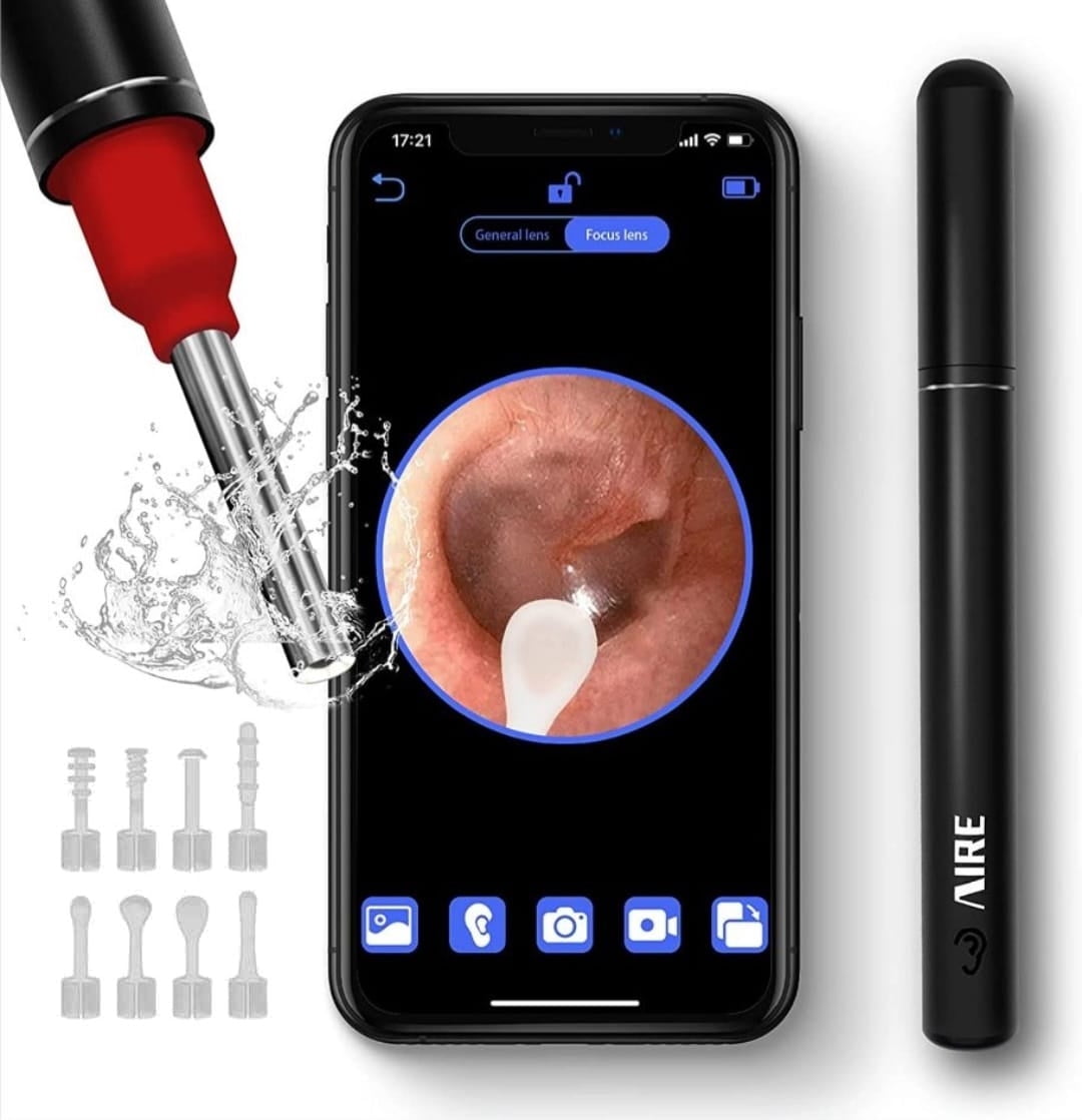 AIRE Ear Wax Removal, Wireless Ear Cleaner Tool 1080P HD WiFi with 6 LED  Lights 3.5mm Camera, Waterproof Earwax Remove Otoscope Kit for Adults &  Kids, Compatible with iPhone & Android 
