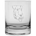 thumbnail image 1 of AIREDALE TERRIER Dog Themed Etched 10.25oz Crystal Rocks Whisky Glass, 1 of 1