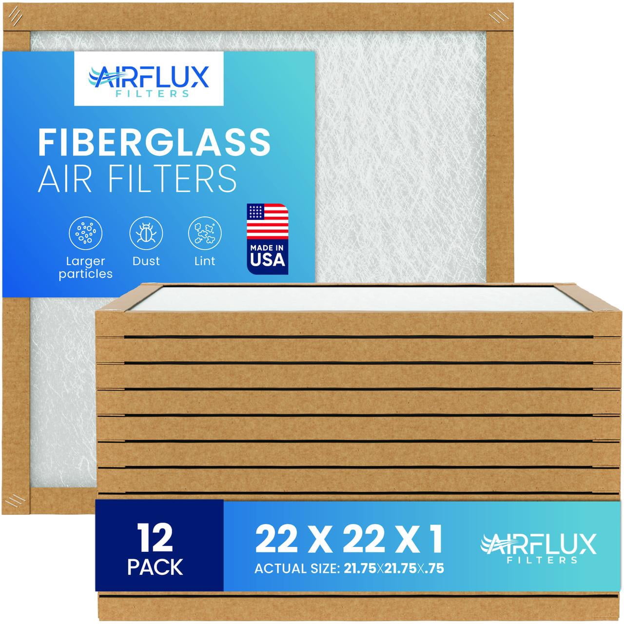 AIRFLUX Fiberglass Air Filter - 22x22x1 Air Filter 12 Pack - Non ...