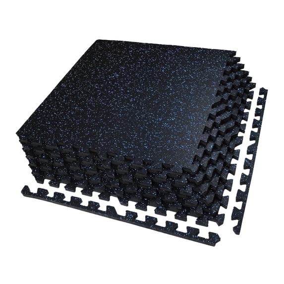 AIRHOP 0.56in Thick 24 Sq Ft Exercise Equipment Mats, 6 Tiles Upgraded Rubber Top with High Density EVA Foam, Large Interlocking Puzzle Gym Flooring for Home Gym, Heavy Weight Workout,Black