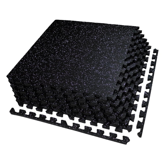 AIRHOP 0.56in Thick 24 Sq Ft Exercise Equipment Mats, 6 Tiles Upgraded Rubber Top with High Density EVA Foam, Gym Flooring