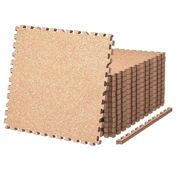 AIRHOP 0.79in Thick 48 Sq Ft Exercise Equipment Mats, 12 Tiles Upgraded Rubber Top with High Density EVA Foam, Large Interlocking Puzzle Gym Flooring for Home Gym, Heavy Weight Workout,Wood