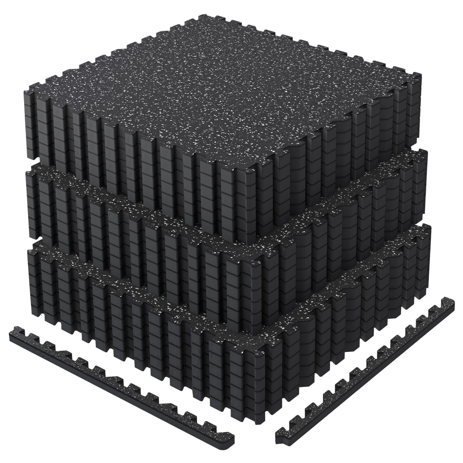 AIRHOP 0.79in Thick 72 Sq Ft Exercise Equipment Mats, 18 Tiles Upgraded Rubber Top with High Density EVA Foam, Large Interlocking Puzzle Gym Flooring for Home Gym, Heavy Weight Workout,Black & White