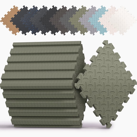 AIRHOP 36 PCS Gym Floor Mat, EVA Foam Puzzle Gym Mat, High-Density Interlocking Foam Floor Tiles for Home Gym, Play Workout Garage Kitchen Flooring 12.6"x12.6"x0.4"