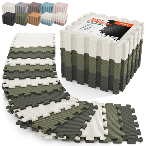 AIRHOP 54 PCS Gym Floor Mat, EVA Foam Puzzle Gym Mat, High-Density Interlocking Foam Floor Tiles for Home Gym, Play Workout