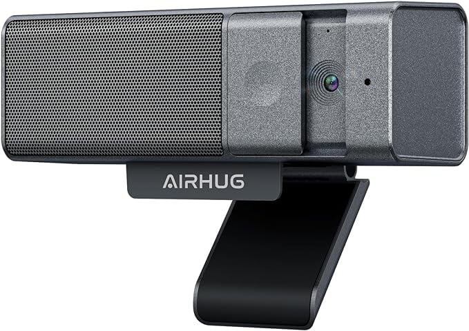 AIRHUG 3 in 1 Webcam - 1080P Webcam with Microphone and Speaker, USB Webcam with Privacy Cover, for Video Conferencing/Online Class/Game Live