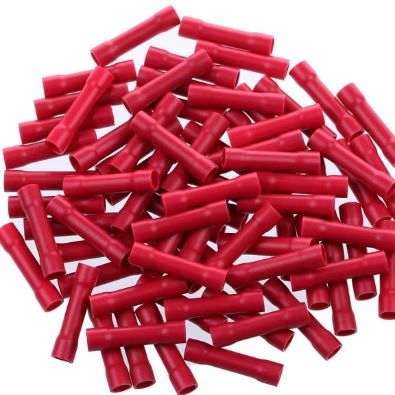 AIRIC Fully Insulated Butt PVC Wire Butt Connectors, Red, 22-26 AWG, 100 Pcs