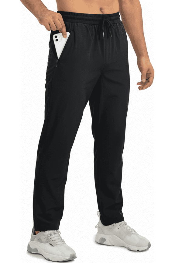 Mens Sweatpants with Zipper Pockets Joggers for Men Elastic Waist Outdoor Sweatpants Suitable for Jogging, Running and Training Black