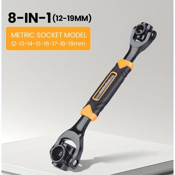 AIRJA 8-In-1/52-In-1 Socket Wrench, Flexible Multi Functional Dog Bone with Rubber Handle, 360 Degree Rotating Head, Any Size Standard Span for Auto Repair And More