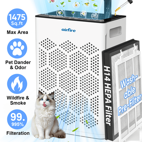 HEPA Air Purifiers for Allergies and Asthma up to 1475 Sq.ft, Air Purifiers for Bedroom with Washable Pre-Filter, AP309, All White, 2026 New