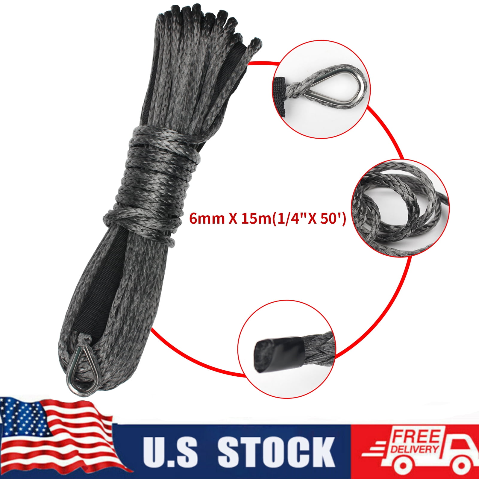 Amazon.com: Synthetic Winch Rope, 5MM*15M Winch Rope ATV UTV