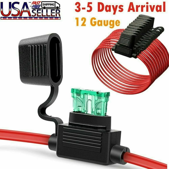 AIRKOUL 10 Pack 14 Gauge In-line ATC/ATO Fuse Holder 30 AMP Blade Fuse Cover 12V