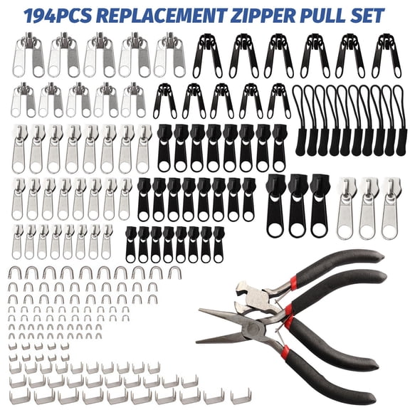 AIRKOUL 194Pcs Fix Zipper Zip Slider Repair Instant DIY Kit Removable Rescue Replacement