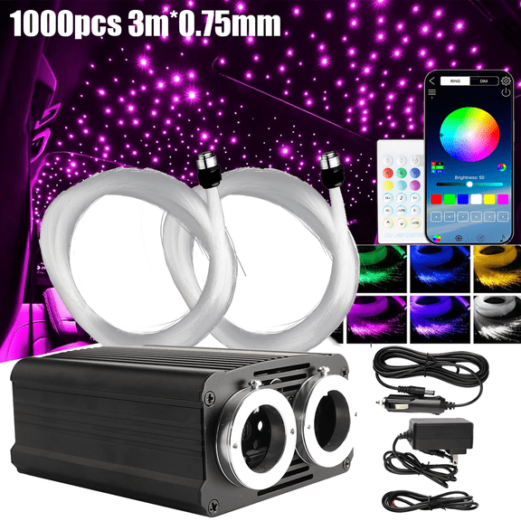 AIRKOUL 32W Car Twinkle Starlight Headliner Star Ceiling Light 1000pcs 9.8ft Fiber Optic