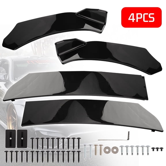 AIRKOUL 4PCS Universal Car Front Bumper Lip Body Kit Splitter Spoiler Diffuser Protector