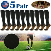 AIRKOUL 5 Pairs Copper Compression Socks High Sport Knee High Compression Socks Improves Circulation, Reduces Swelling & Pain for Nurses, Running, XXL