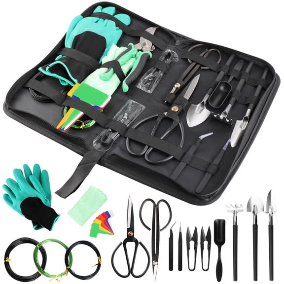 AIRKOUL Bonsai Tools Kit - 24 PCS Bonsai Tree Kit Tools for Beginners, Bonsai Tool Set