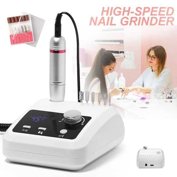 AIRKOUL Electric Nail Drill Professional: 45000 RPM Nail File Kit Machine with LCD Display, Hand & Foot Control Low Noise for Acrylic, Gel Nails, Manicure & Pedicure - Salon & Home Use