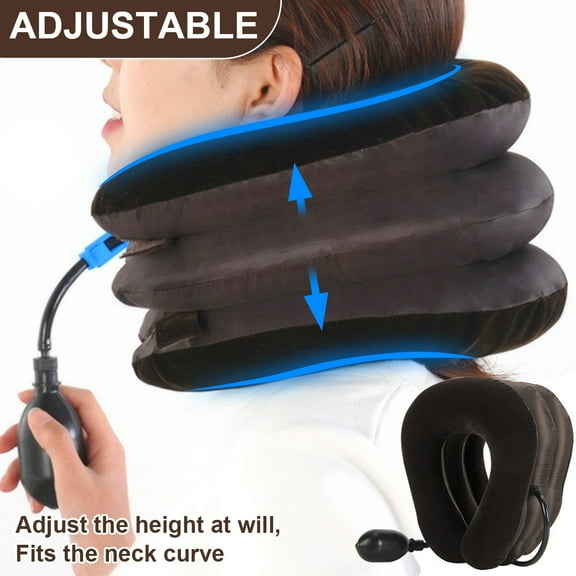 AIRKOUL Neck Stretcher for Pain Relief, Adjustable Inflatable Cervical Traction Device, Neck Brace for Home Use